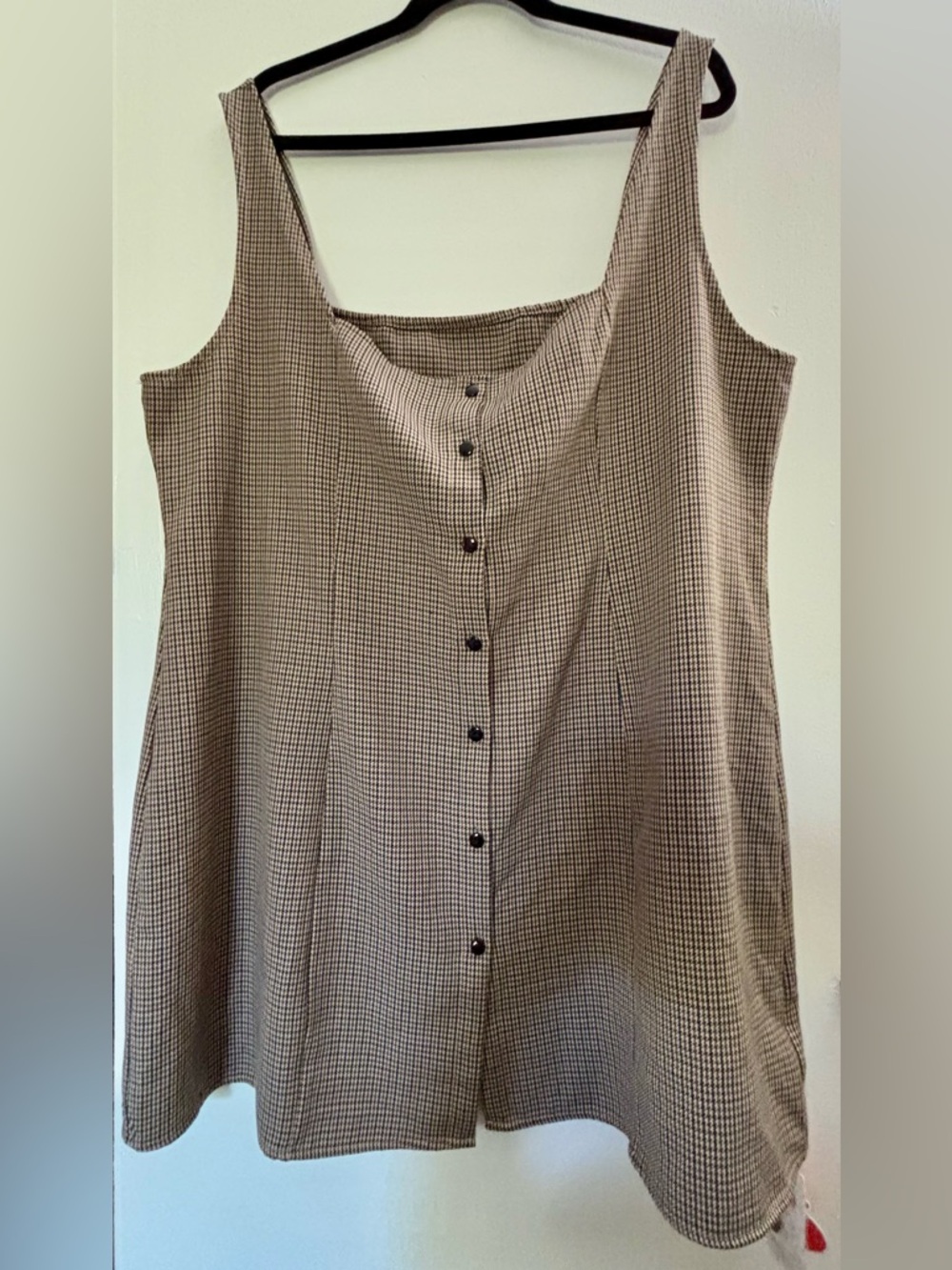 Cider - Beige Houndstooth Button-Front Dress